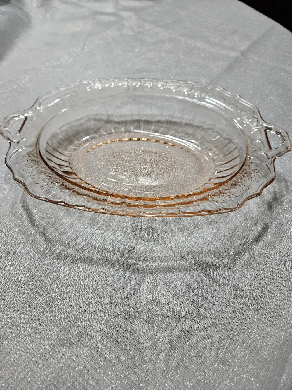 Anchor Hocking Pink Depression Glass Serving Tray with Handles
